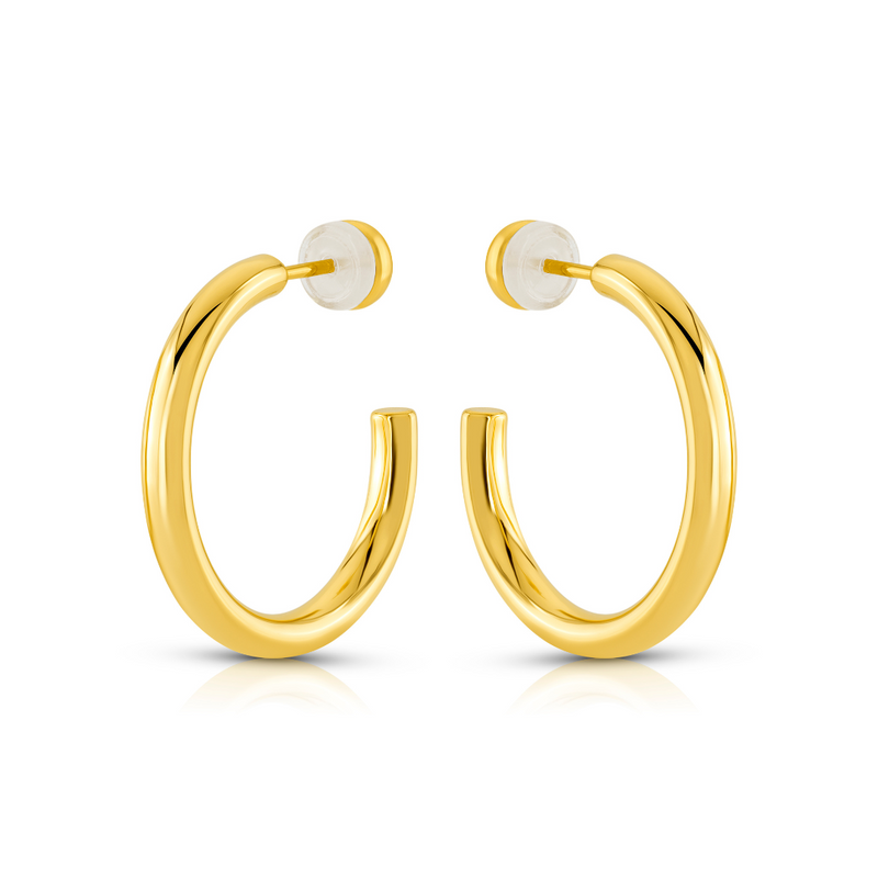 25MM HOLLOW HOOP EARRINGS, GOLD