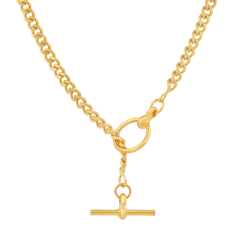 SMALL CUBAN LINK CHAIN W/TOGGLE CLASP, GOLD