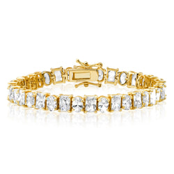 EMERALD AND OVAL CZ TENNIS BRACELET, GOLD