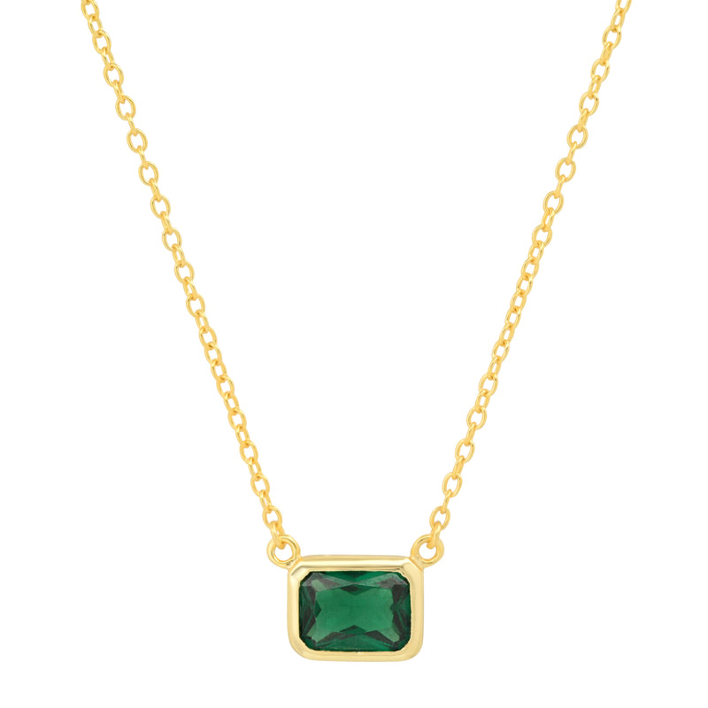 SOLITAIRE EMERALD NECKLACE, GREEN