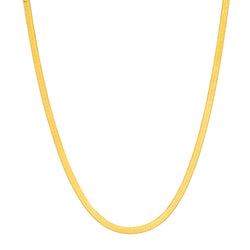 THIN HERRINGBONE CHAIN NECKLACE, GOLD