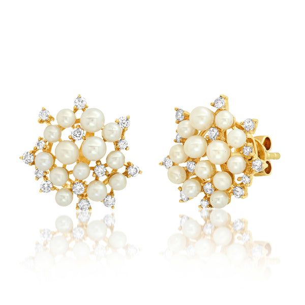 PEARL CLUSTER STUD, GOLD