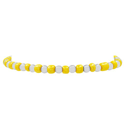 IRIDESCENT BALL STRETCH BRACELET SILVER AND YELLOW