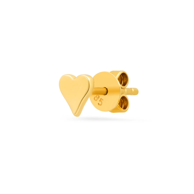 Single Mini Solid Heart Stud 14kt Gold