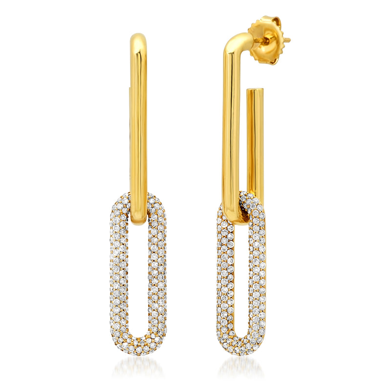 Versatile Thick Paper Clip Diamond Earrings 14kt Gold