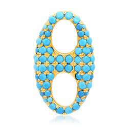 Turquoise Chain Link Connector 14kt Gold