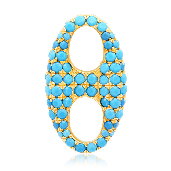 Turquoise Chain Link Connector 14kt Gold
