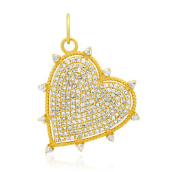 Huge Heart Diamond Pendant 14kt Gold