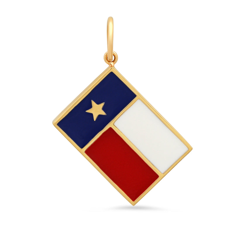 Texas Flag Enamel Pendant 14kt Gold