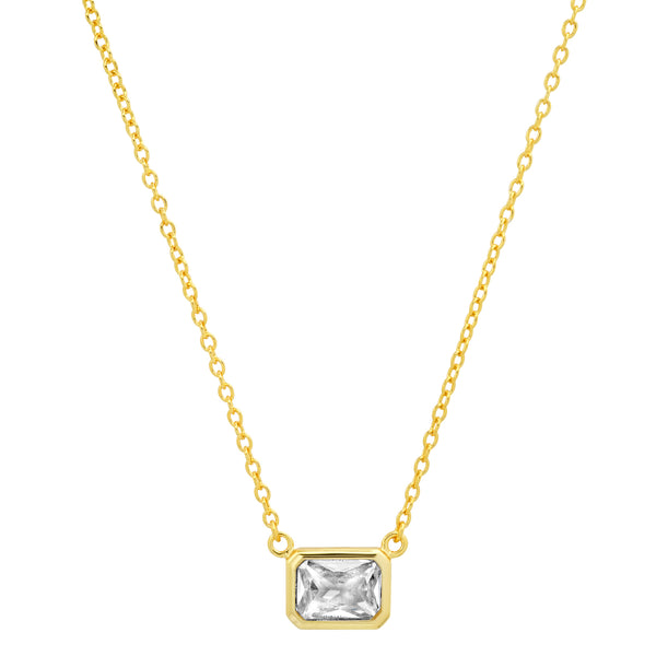 SOLITAIRE EMERALD NECKLACE, GOLD