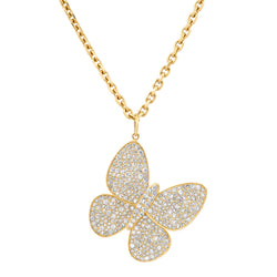 SMALL THICK TIGHT LINK CHAIN W/ STUNNING DIAMOND BUTTERFLY PENDANT, 14kt GOLD