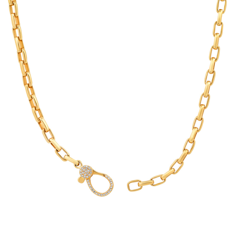 THICK OVAL TIGHT LINK CHAIN W/ DIAMOND LOBSTER CLASP, 14kt Gold