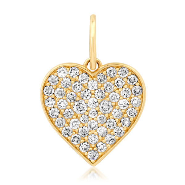 PAVE DIAMOND HEART CHARM, 14kt GOLD