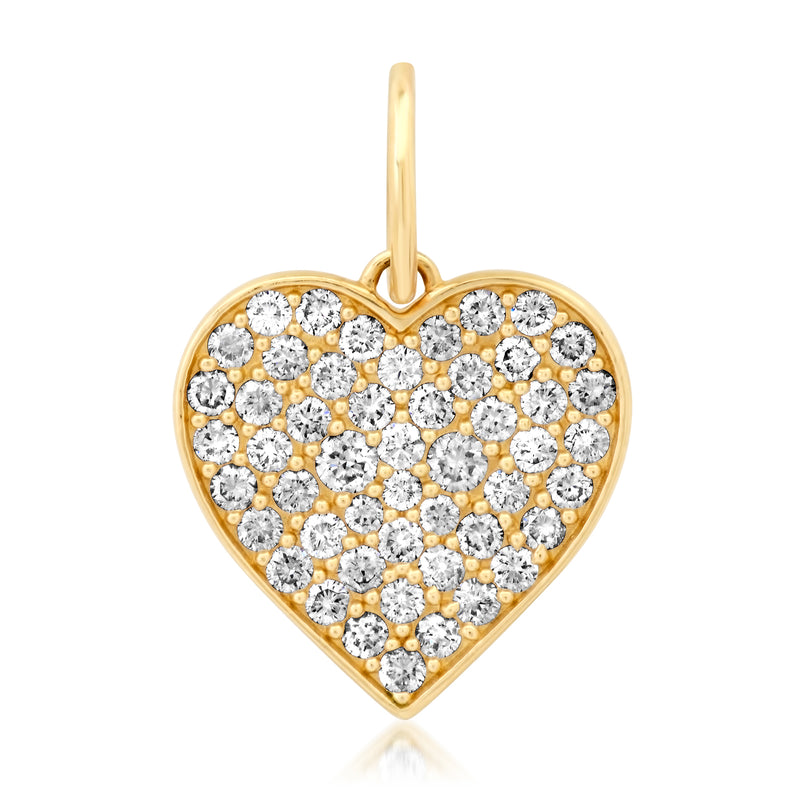 PAVE DIAMOND HEART CHARM, 14kt GOLD