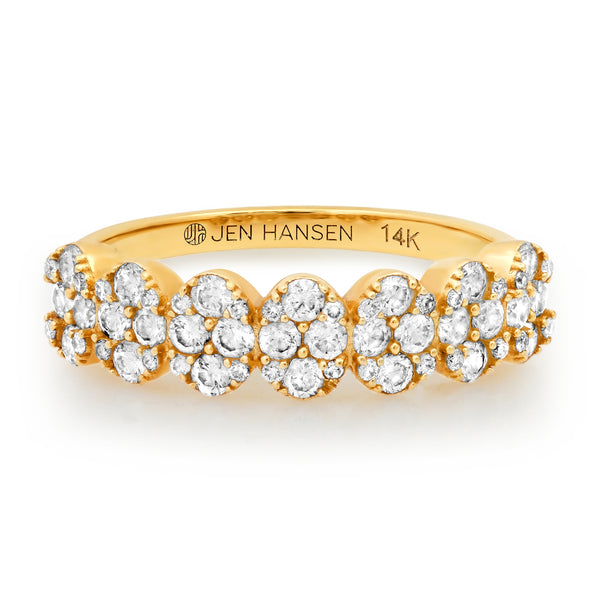 PAVE DIAMOND EGGS RING, 14kt GOLD