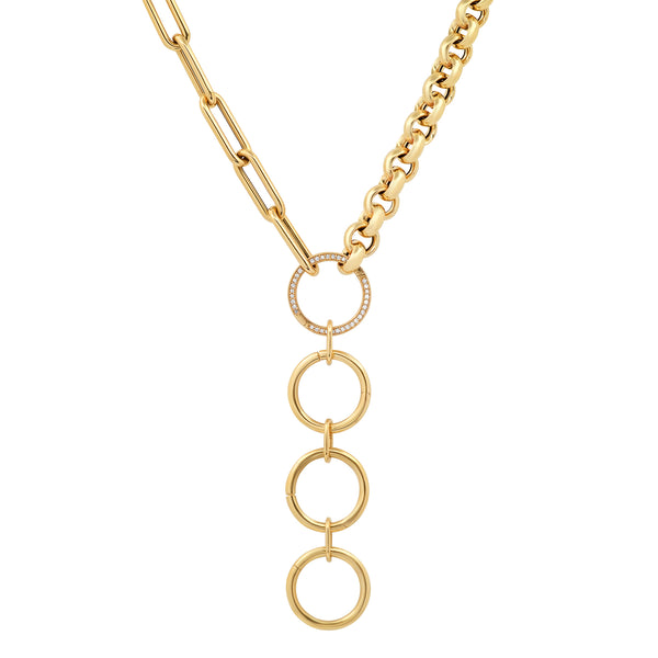 HYBRID PAPERCLIP/ROLO LINK CHAIN W/ GOLD & DIAMOND ENHANCERS, 14kt GOLD