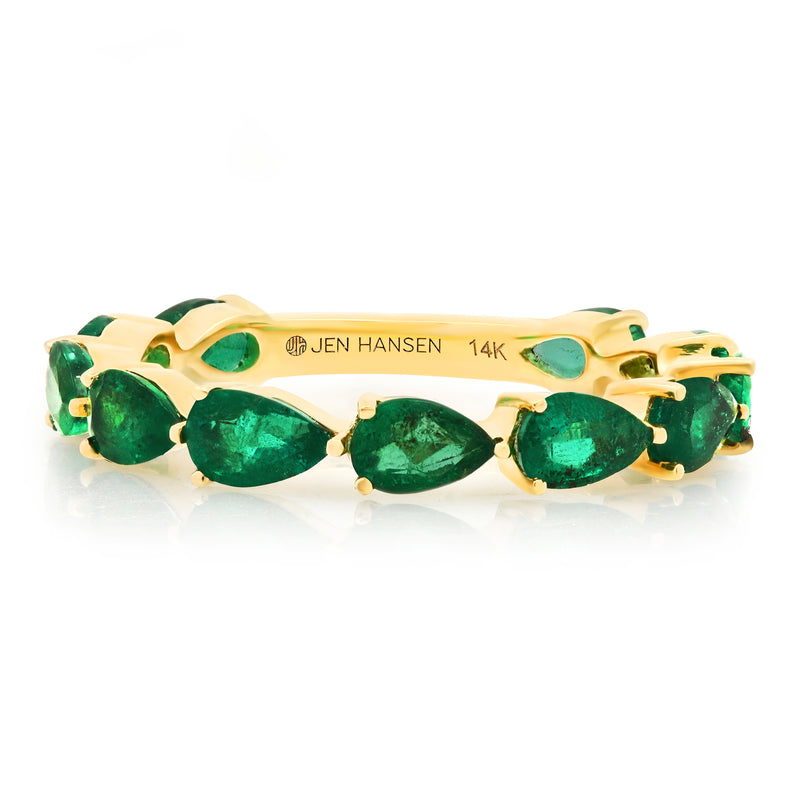 EMERALD PEAR ETERNITY RING, 14kt GOLD