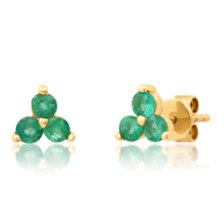 LARGE TRIO EMERALD STUDS, 14kt GOLD