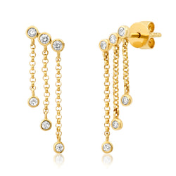 THREE LINE DIAMOND DROP EARRINGS, 14kt GOLD