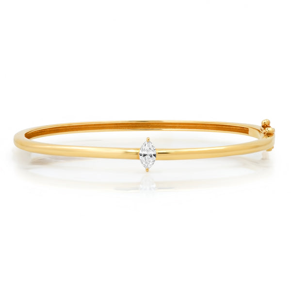 SOLITAIRE MARQUISE DIAMOND BANGLE, 14kt GOLD