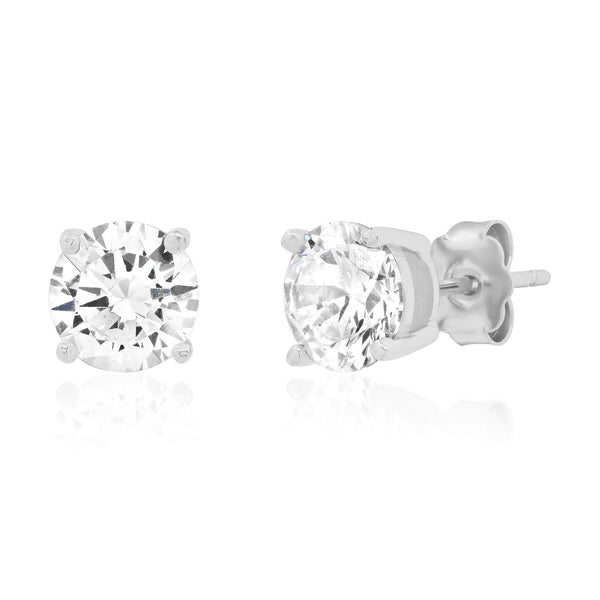 8 MM SOLITAIRE STUD, SILVER
