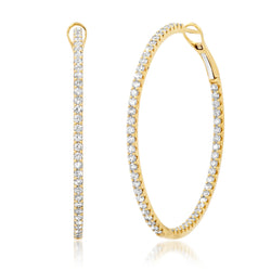 DIAMONDS INSIDE AND OUT HOOPS, 14kt GOLD