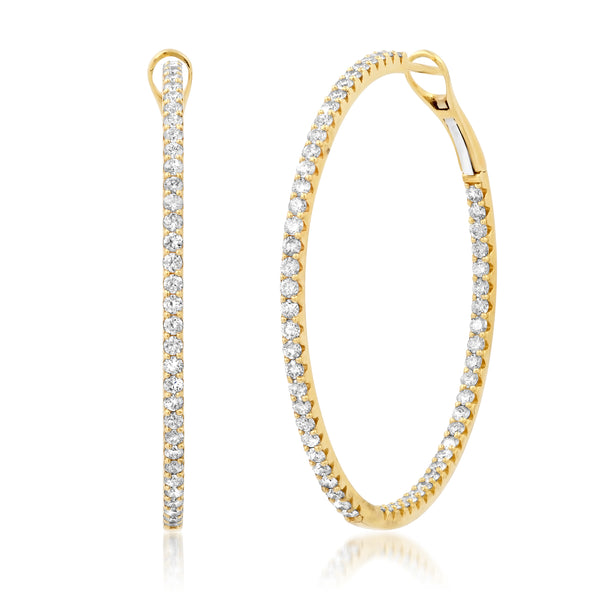 DIAMONDS INSIDE AND OUT HOOPS, 14kt GOLD