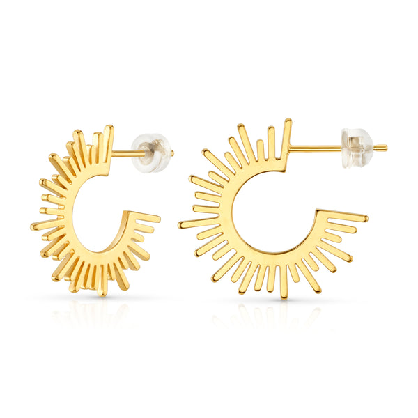 RAY OF SUNSHINE SMALL HOOPS, GOLD