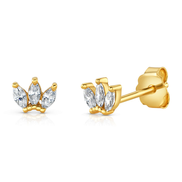 3 MARQUISE STUDS, GOLD