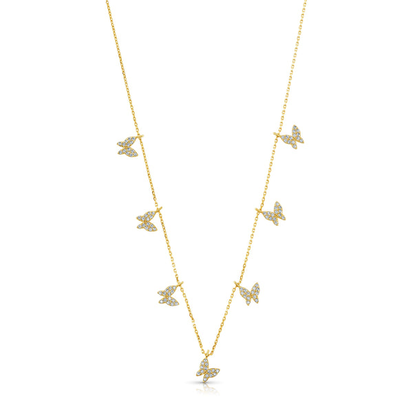 NEW BEGINNINGS BUTTERFLY DANGLE NECKLACE, GOLD
