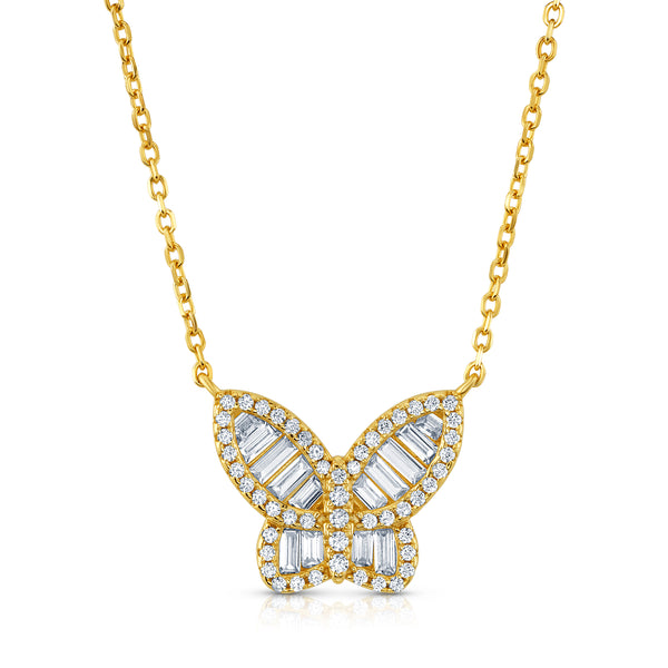BAGUETTE BEAUTY BUTTERFLY NECKLACE, GOLD