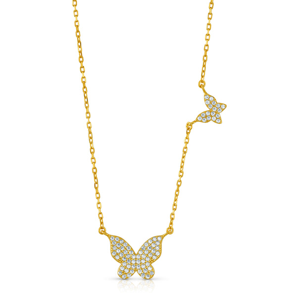 DOUBLE NEW BEGINNINGS BUTTERFLY NECKLACE, GOLD