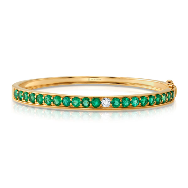 Allure emerald & diamond bangle, 14kt gold