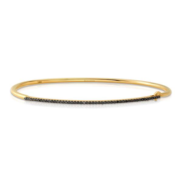 Single Row Hook Bracelet Black Diamond, 14kt gold