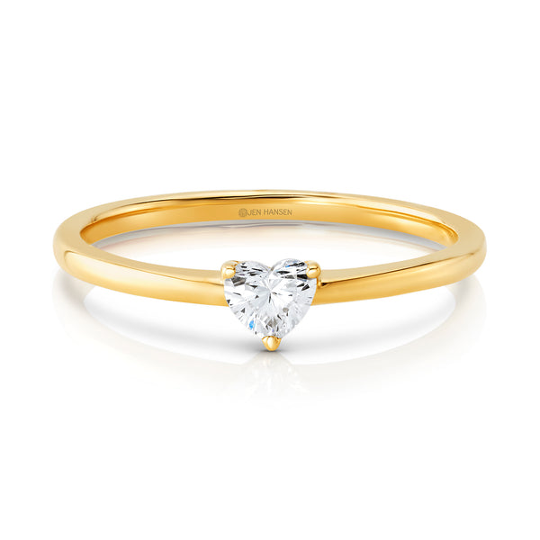 Solitaire diamond heart ring, 14kt gold