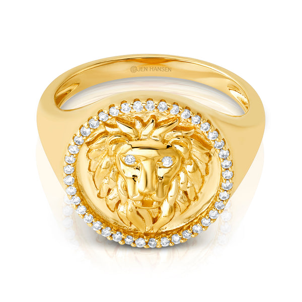 STRENGTH DIAMOND LION RING, 14kt GOLD