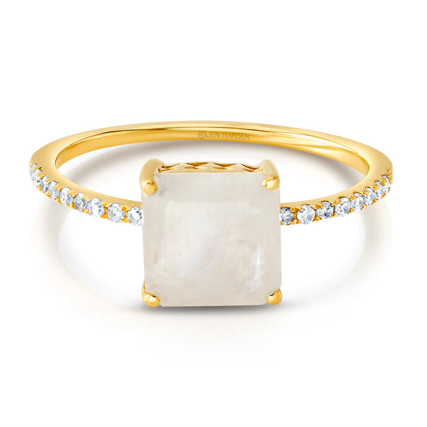 Alluring Diamond & Moonstone Ring, 14kt Gold
