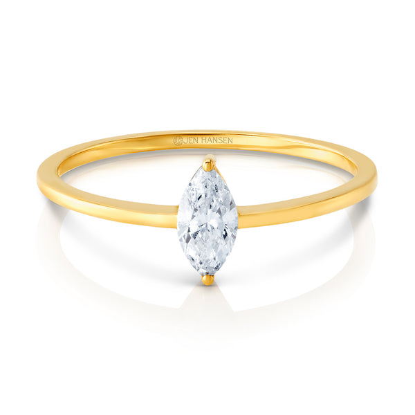 SOLITAIRE DIAMOND MARQUISE RING, 14kt GOLD