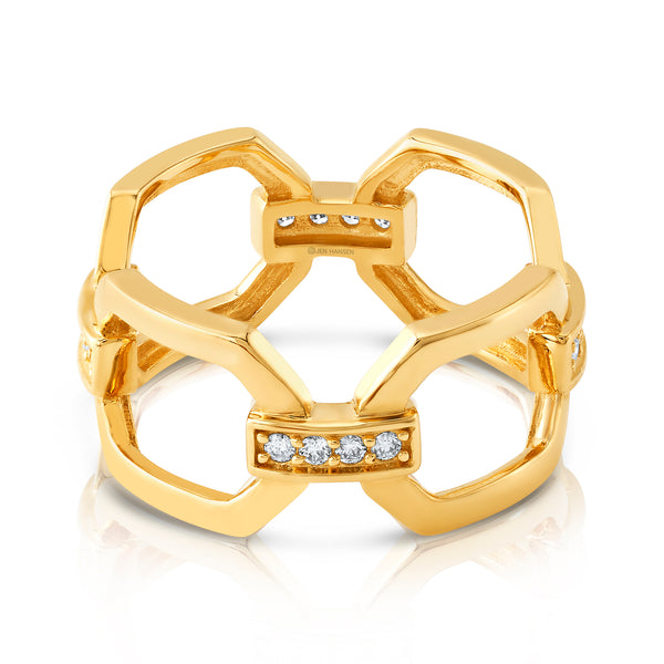 CONNECTED DIAMOND RING, 14KT GOLD