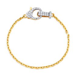 Flashy Diamond Lobster Clasp Bracelet W/ Diamond Bail, 14kt Gold