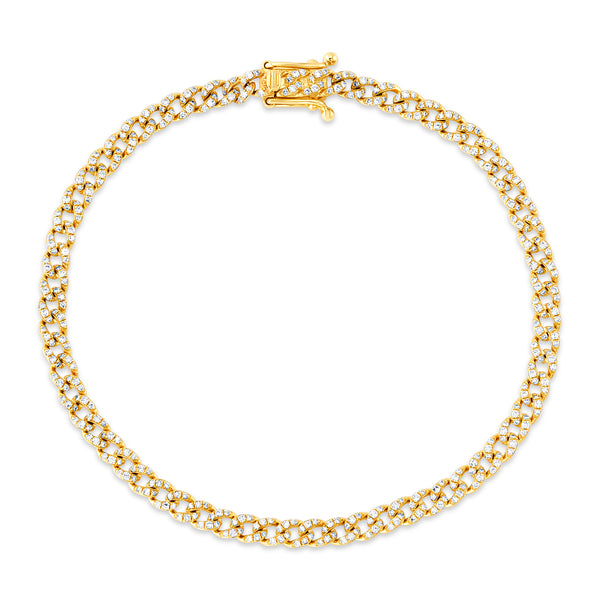 Showstopping cuban link diamond bracelet, 14kt gold