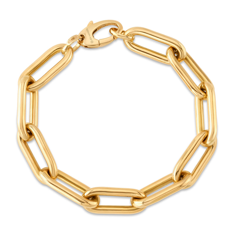 Rounded oval link bracelet, 14kt gold
