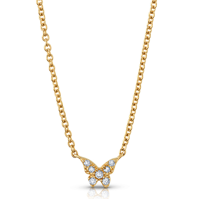 DELICATE DIAMOND BUTTERFLY NECKLACE, 14KT GOLD