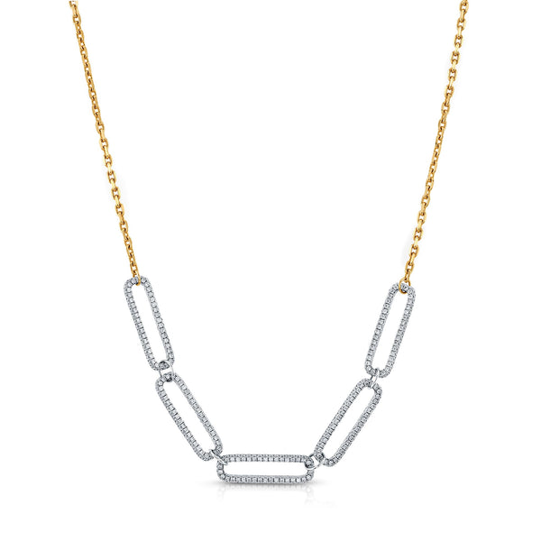 5 DIAMOND PAPERCLIP LINK CHAIN, 14KT GOLD