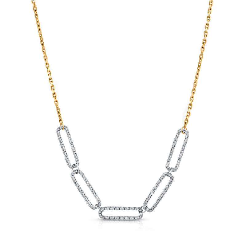 5 DIAMOND PAPERCLIP LINK CHAIN, 14KT GOLD