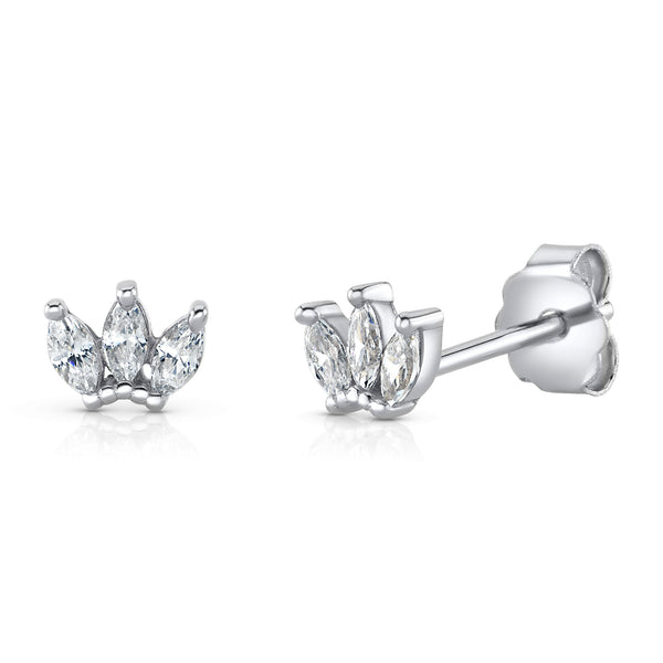 3 MARQUISE STUDS, SILVER