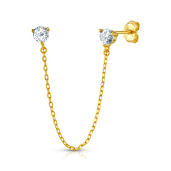 SOLITARE CONNECTING SINGLE EARRING, GOLD