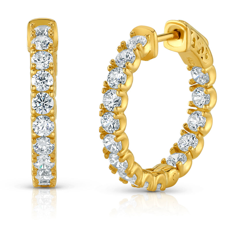 3MM CZ SMALL HOOPS, GOLD