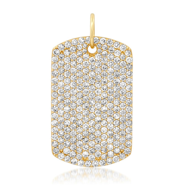 BLINDED BY THE LIGHT DIAMOND DOG TAG, 14kt GOLD
