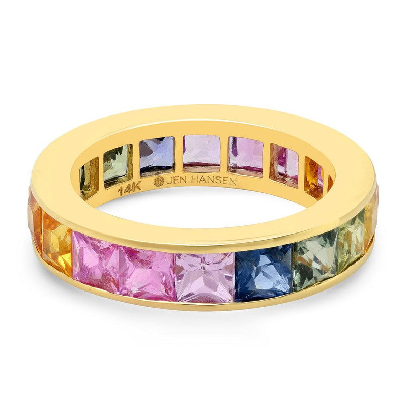 Large Channel Set Rainbow Sapphire Ring, Gold.jpg
